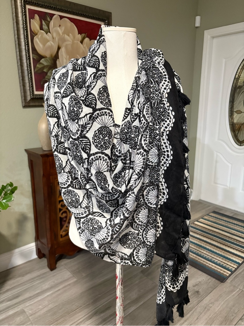 Lilly Pulitzer Black and White Floral Scarf - Picture 8 of 8